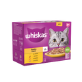4 x Whiskas Cat 7+ Pouch Jelly Poultry Feasts 12 Pack - 12X85Gm