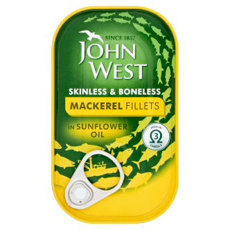 10 x John West Mackerel Fillets Sunflower Oil 125Gm