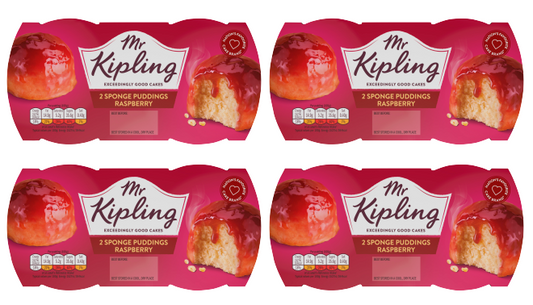 4 x Mr Kipling Raspberry Sponge Puddings 108Gr