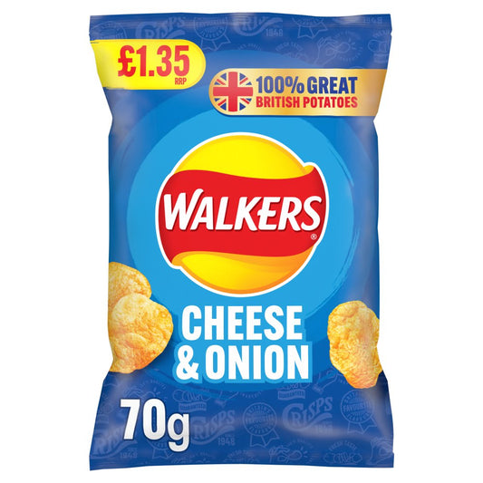 18 x Walkers Cheese & Onion - 70GM