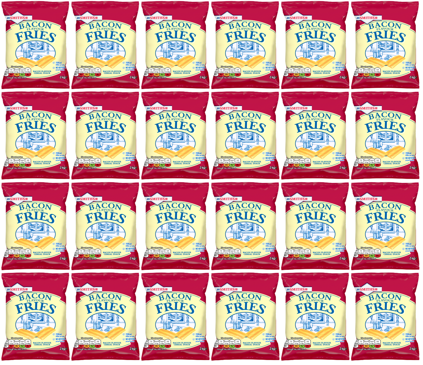 24 x Smiths Fries Bacon  Snacks Crisps 24G