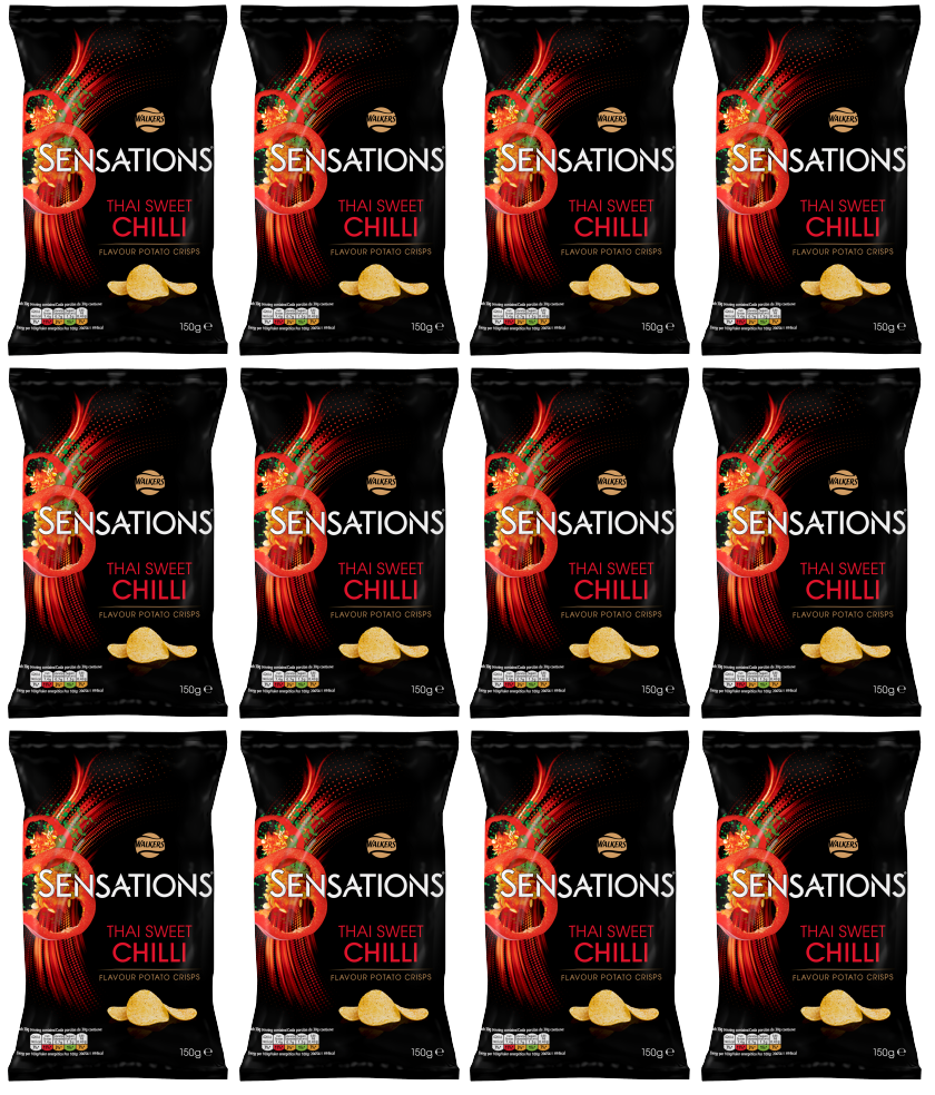 12 x Walkers Sensations Thai Sweet Chilli Crisps 150Gm