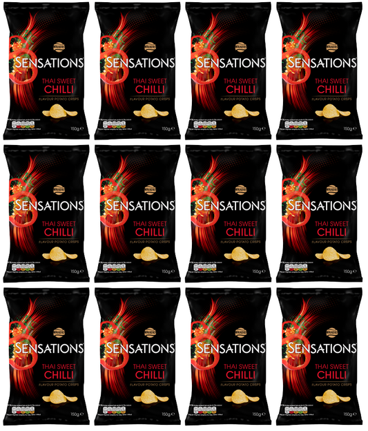 12 x Walkers Sensations Thai Sweet Chilli Crisps 150Gm