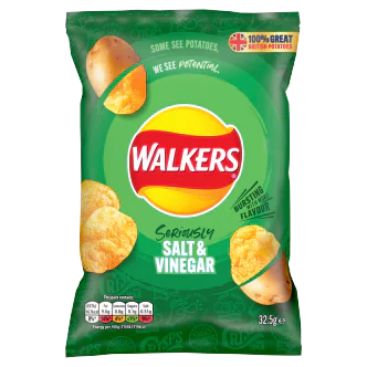 32 x Walkers Salt & Vinegar Crisps 45G