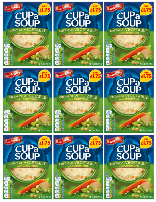 9 x Batchelors Cup A Soup Cream Of Veg With Croutons - 122G