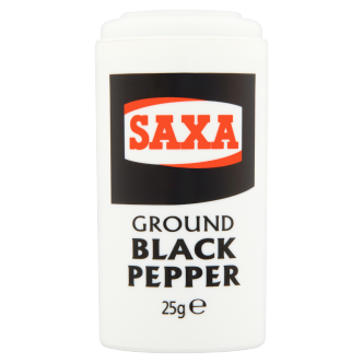 12 x Saxa Ground Black Pepper 25Gm