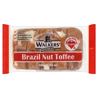 10 x Tray Walkers Brazil Nut Toffee 100Gm
