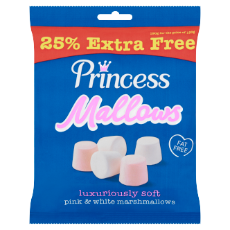 12 x Princess Marshmallows Pink & White +25% Free 187.5G