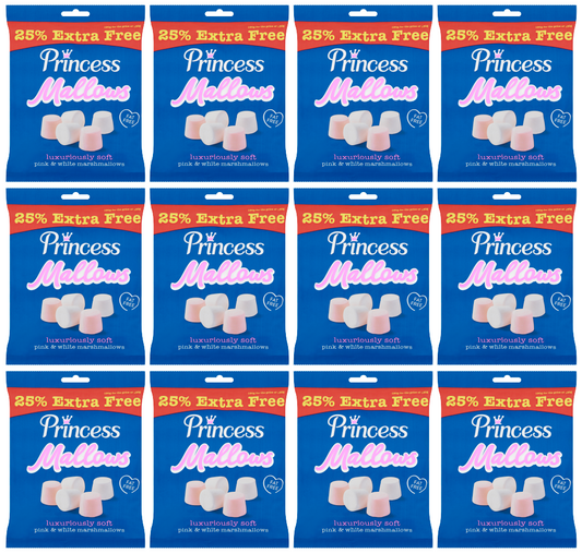 12 x Princess Marshmallows Pink & White +25% Free 187.5G