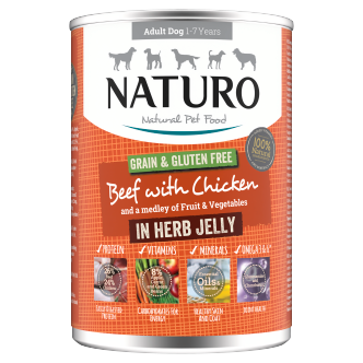 12 X Naturo Beef With Chicken Cans In Jelly 390G