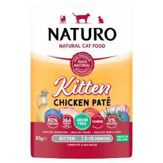 12 x Naturo Kitten Pouch Chicken Pate  - 85GM