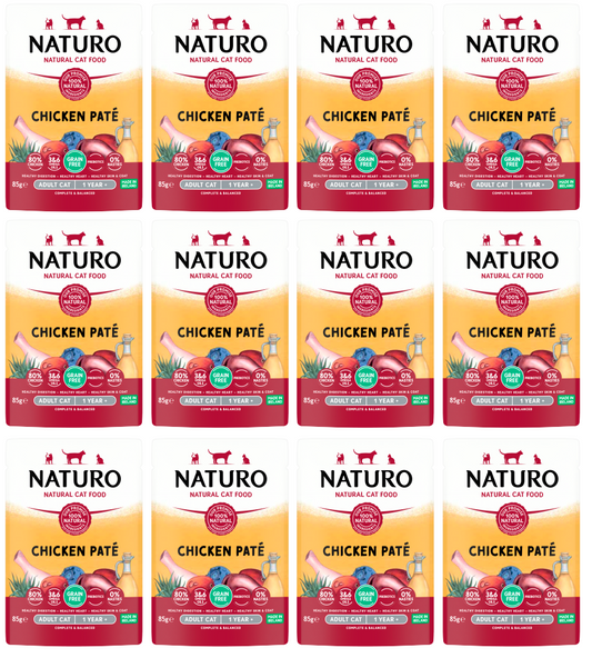 12 x Naturo Cat Pouch Chicken Pate - 85GM