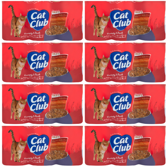 8 x Cat Club Chunks Gravy Variety 3 Pack - 3X400GM