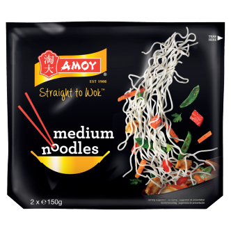6 x Amoy Straight To Wok Medium Noodles 2X150G