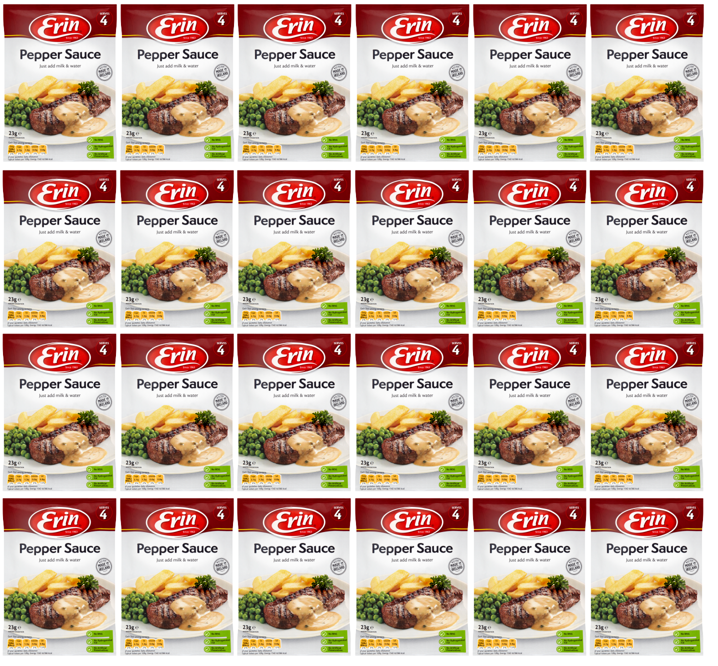 24 x Erin Pepper Sauce Sachet 23Gm