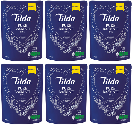 6 x Tilda Microwave Rice Pure Basmati  - 250G
