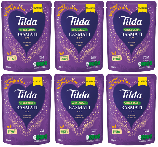 6 x Tilda Microwave Rice Wholegrain Basmati - 250G