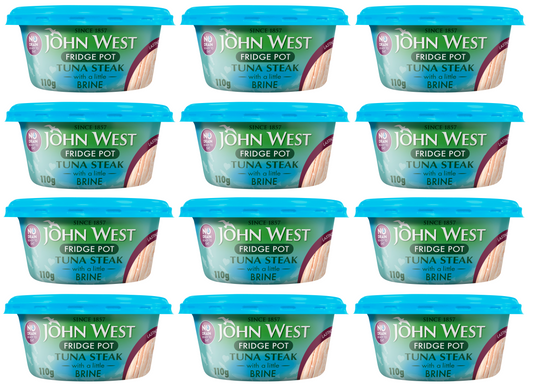 12 x John West No Drain Fridge Pot Tuna Steak With A Little Brine 110G