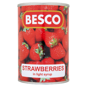 12 x Besco Tinned Strawberries In Light Syrup 410Gm