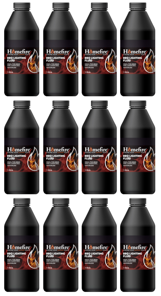 12 x Homefire Barbeque Lighter Fluid - 1 Litre