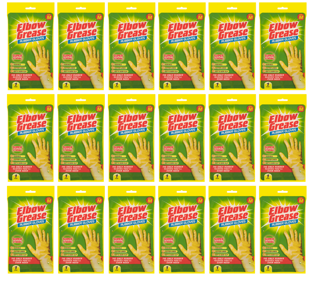18 x Elbow Grease Rubber Gloves Medium