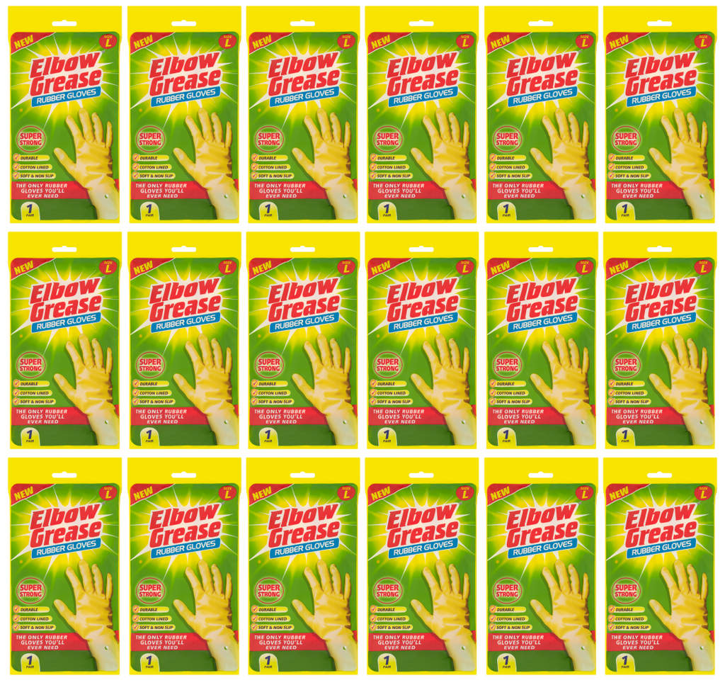 18 x Elbow Grease Rubber Gloves Large