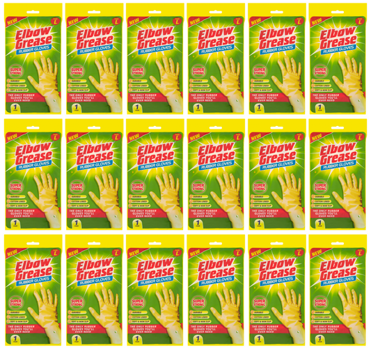 18 x Elbow Grease Rubber Gloves Large