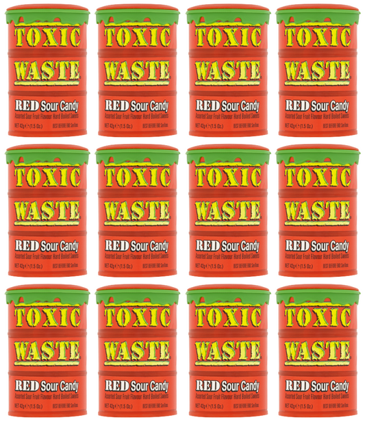 12 x Toxic Waste - Red Sour Candy 42Gm