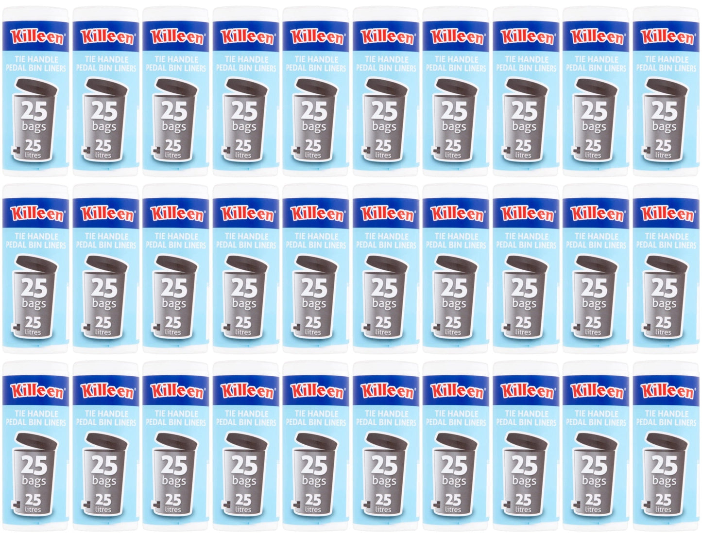 30 x Killeen Pedal Bin Liners Tie Handles 25 Litre - 25 PACK