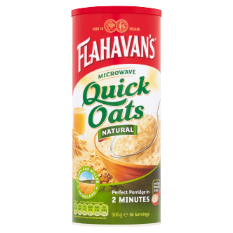 12 x Flahavans Microwavable Quick Oats Drum 500Gm