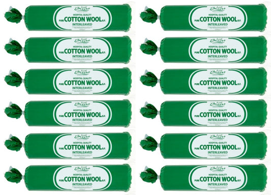 12 x Irish Breeze Hospital Quality Pure Cotton Wool Interleaved 250G
