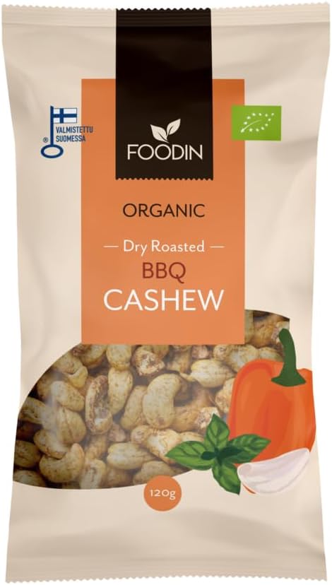8 x Foodin Org Dry Roasted Bbq Cashew - 120g
