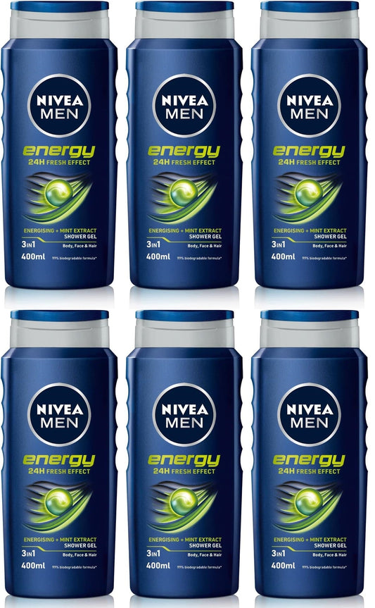 6 x Nivea Men Energy Shower Gel 400Ml