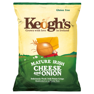 24 x Keoghs Irish Cheese & Onion Crisps 45Gm