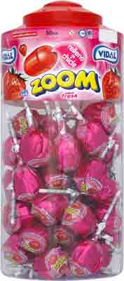 50 x Zoom Pop Strawberry Bubblegum Lolly