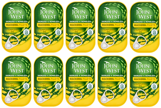10 x John West Mackerel Fillets Sunflower Oil 125Gm