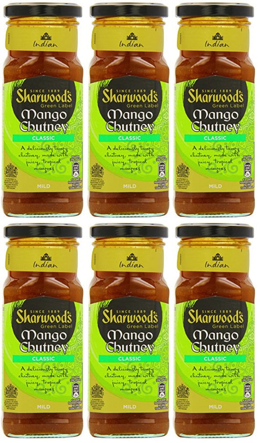 6 x Sharwood's Green Label Mango Chutney 360G