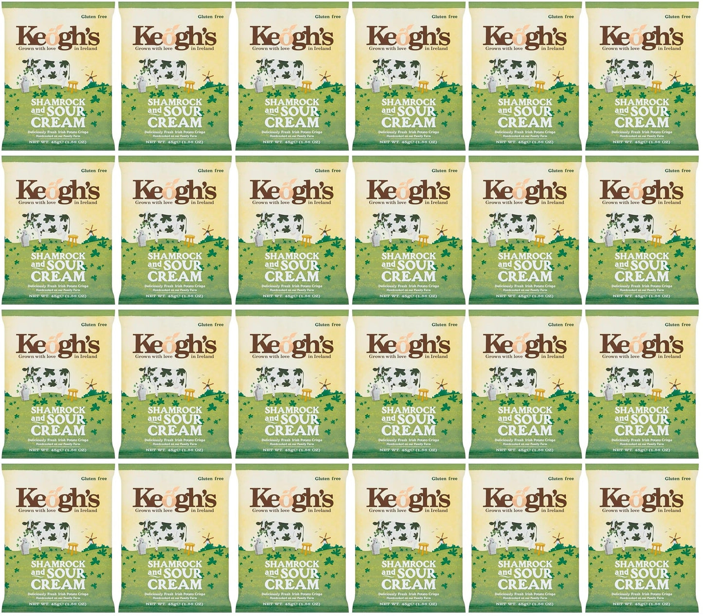 24 x Keogh's Shamrock And Sour Cream 45G