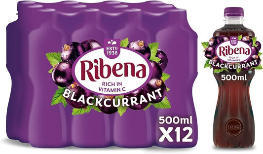 12 x Ribena Blackcurrant Juice Drink 500Ml