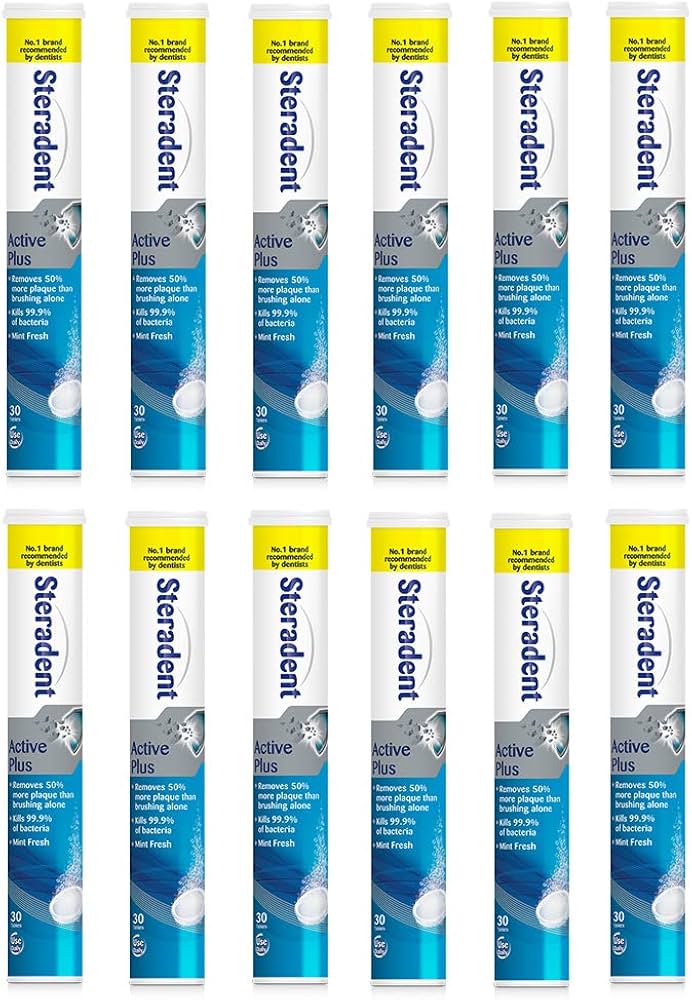 12 x Steradent Active Plus 30 Tablets
