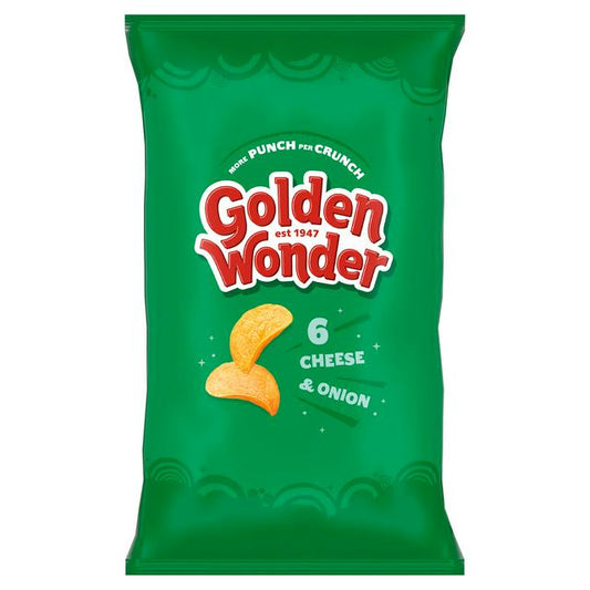 18 x Golden Wonder Cheese & Onion 6pk - 6X25GM