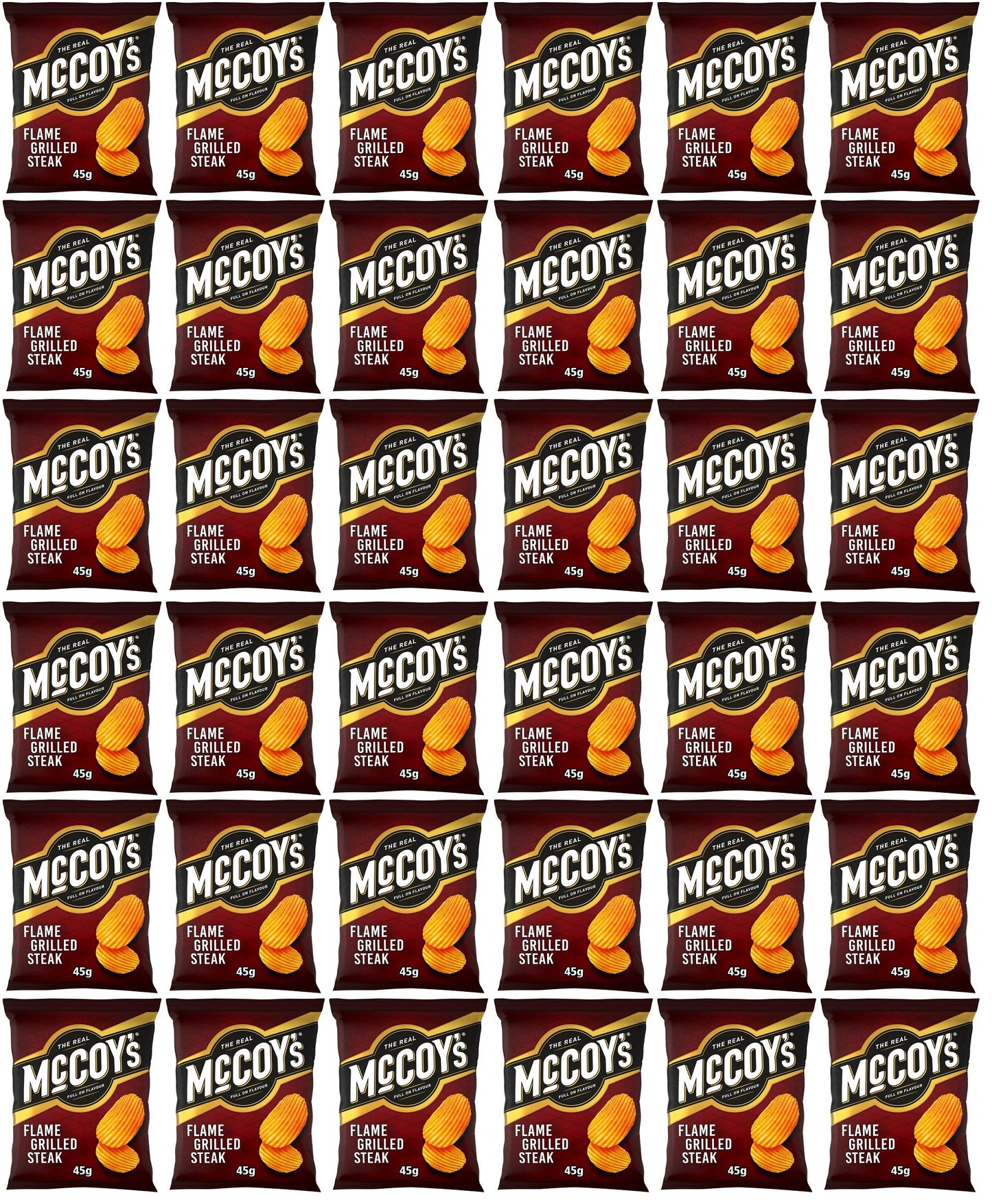 36 x Mccoy's Flame Grilled Steak Flavour Potato Crisps 45G