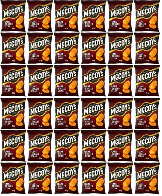 36 x Mccoy's Flame Grilled Steak Flavour Potato Crisps 45G
