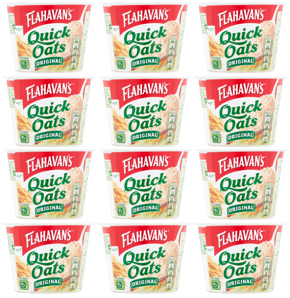 12 x Flahavans Quick Oats Micro Pot 44Gm