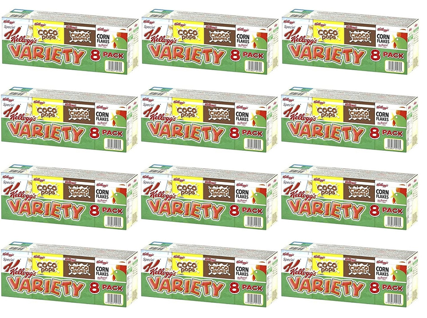 12 x Kellogg's 8 Variety Packs 196G