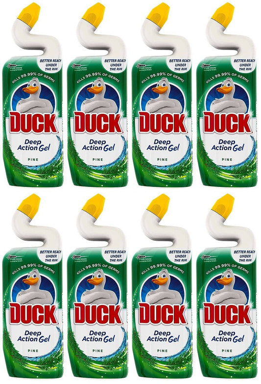 8 x Duck Deep Action Gel Toilet Liquid Cleaner Pine 750Ml