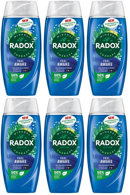 6 x Radox Mineral Therapy Body Wash Feel Awake 225 Ml