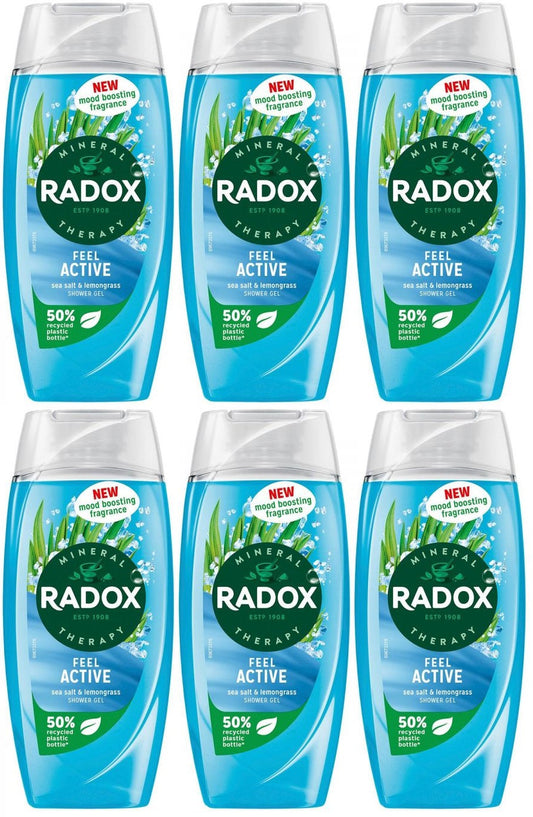6 x Radox Mineral Therapy Body Wash Feel Active 225 Ml