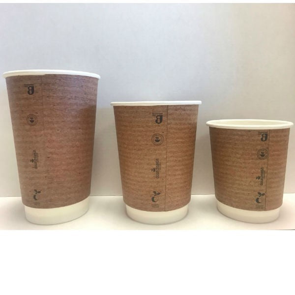20 x D2E Cup Double Wall 8Oz Brown Compostable