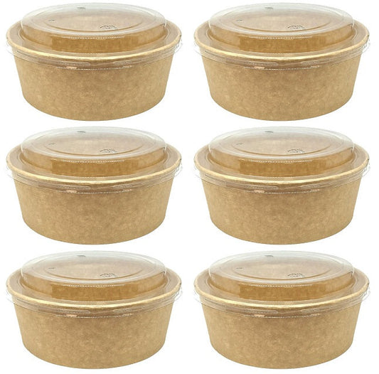 6 x Kraft Salad Bowl Container 44Oz